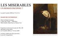 carton d'invitation de l'exposition 'Les Misérables, un roman inconnu'